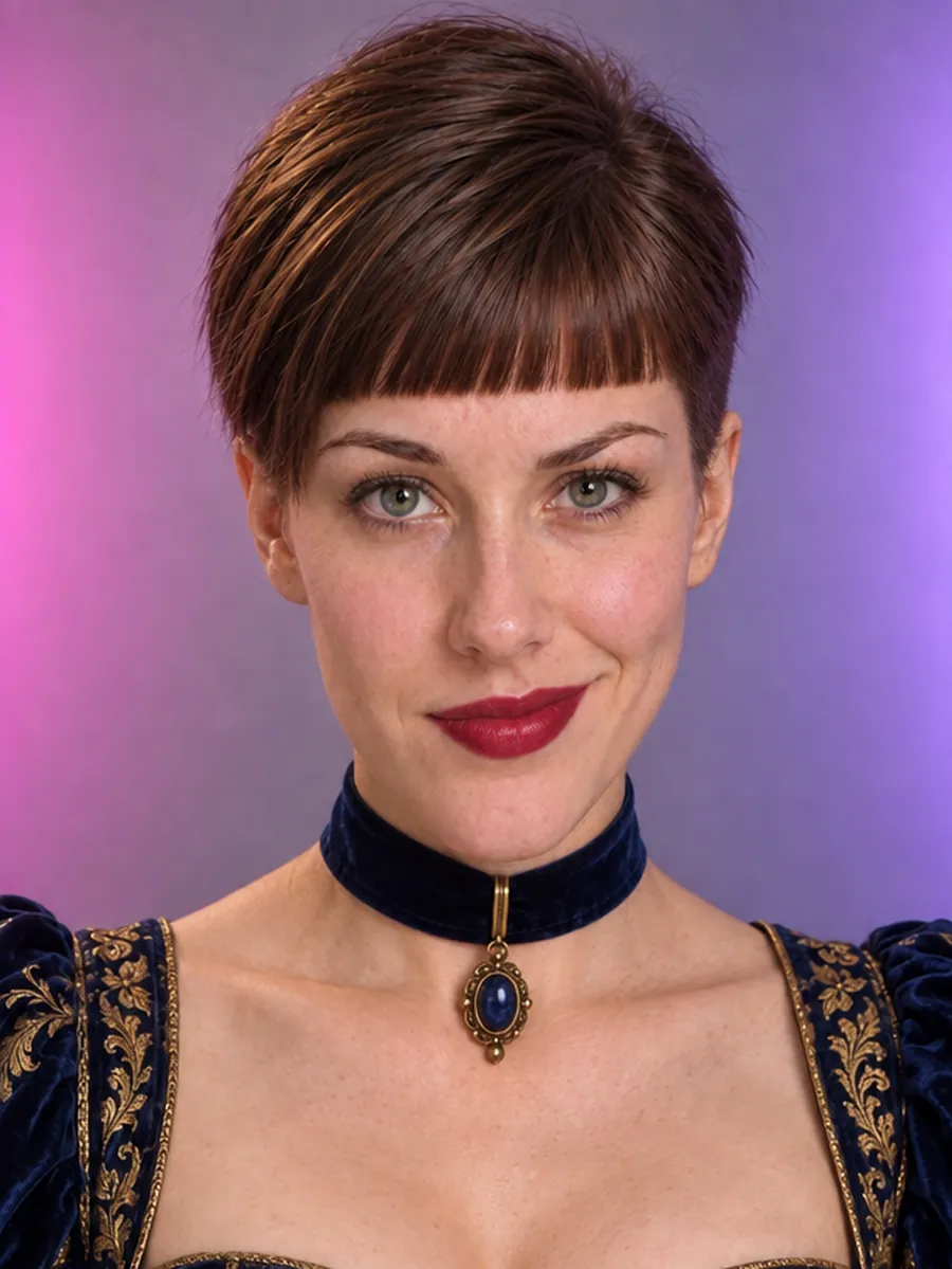 Imogen nachher: Pixie mit freiem Nacken