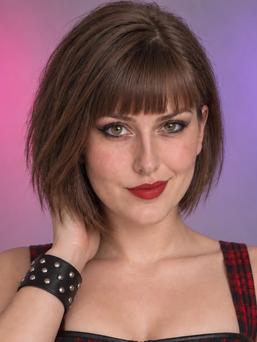 Maisie nachher: kurzer Bob auf Kieferhöhe