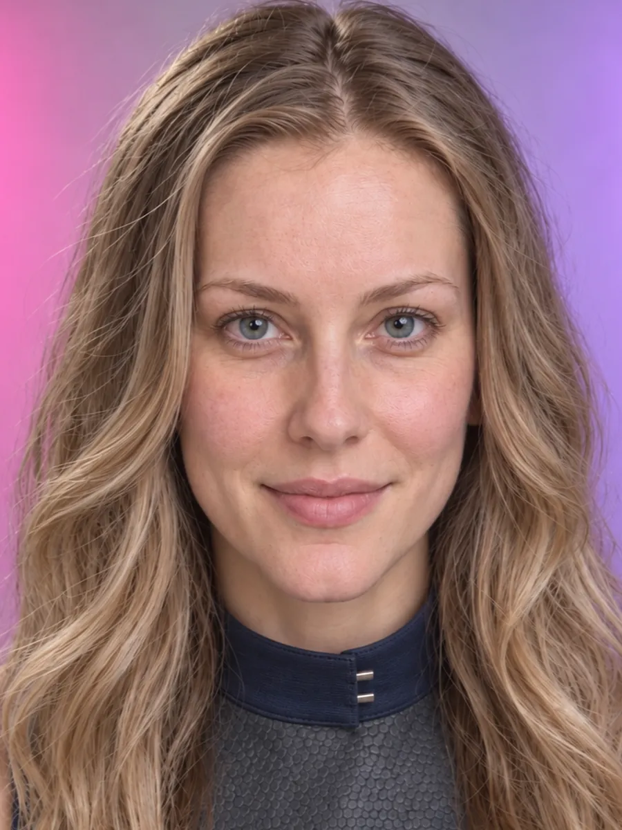 Estela vorher mit langem Haar