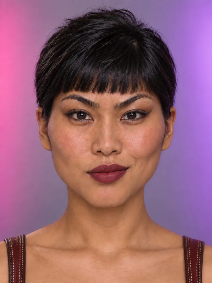 Dakota nachher: Pixie mit freiem Nacken