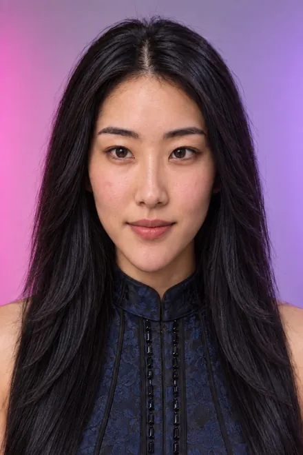 Yuna vorher mit langem Haar, KI-generiert