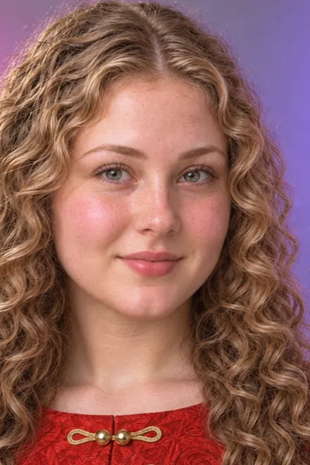Liv vorher mit langem Haar, KI-generiert