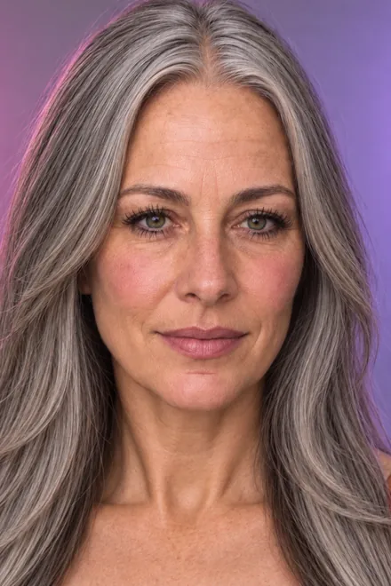 Hedda vorher mit langem Haar, KI-generiert