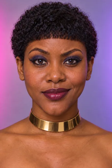 Adaeze nachher: sehr kurzer Bob auf Ohrhöhe, KI-generiert