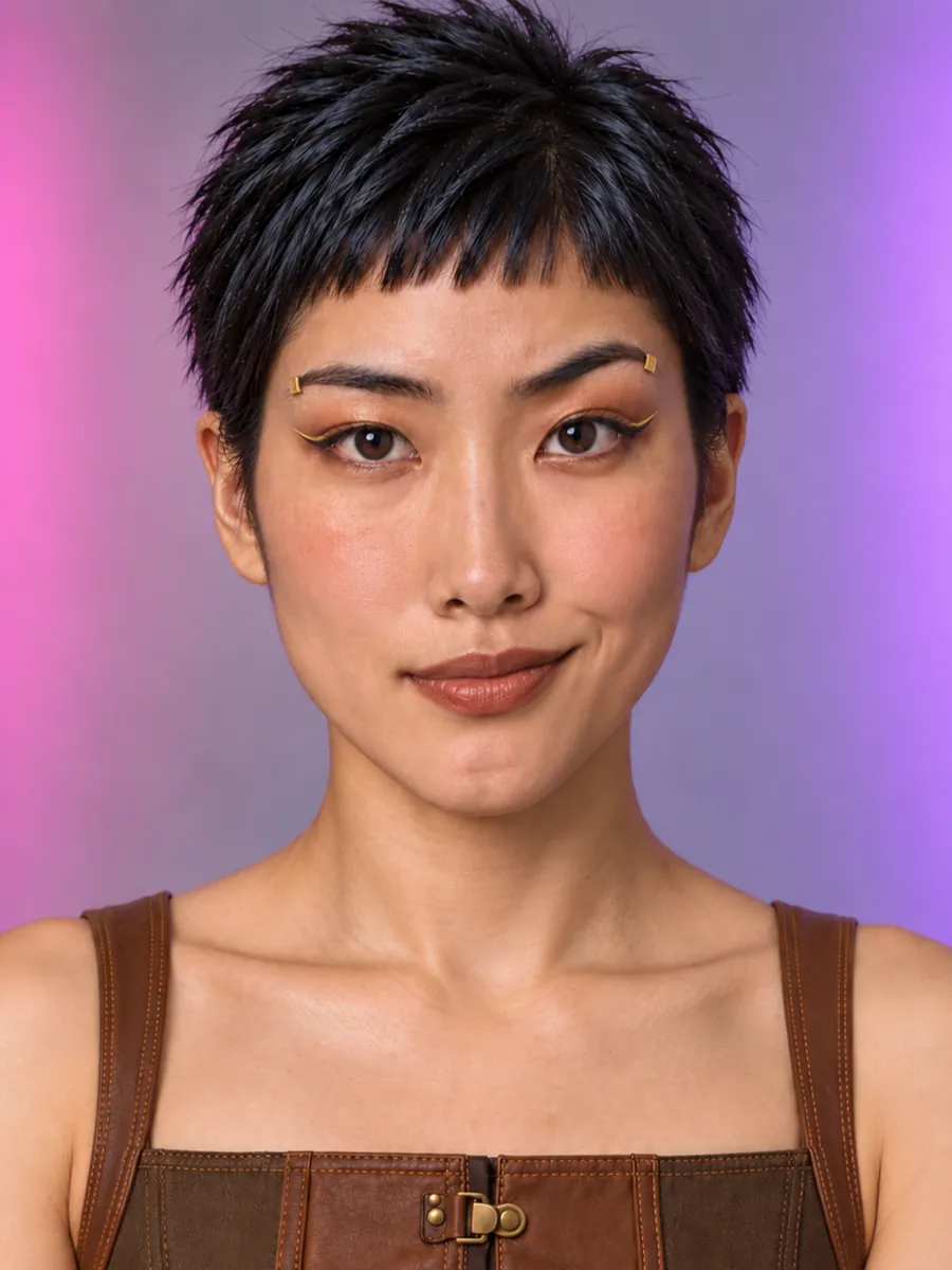Hana nachher: Pixie mit freiem Nacken