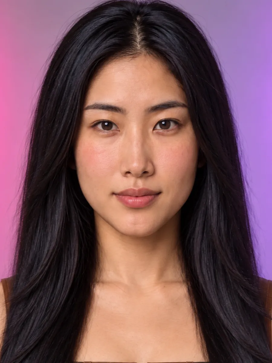 Hana vorher mit langem Haar