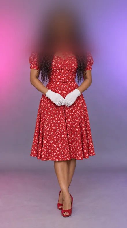 Kiara, Swing-Kleid der 40er, KI-generiert