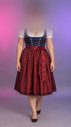 Maisie nachher: dasselbe Outfit mit kurzem Haar, Kopf verwischt, KI-generiert